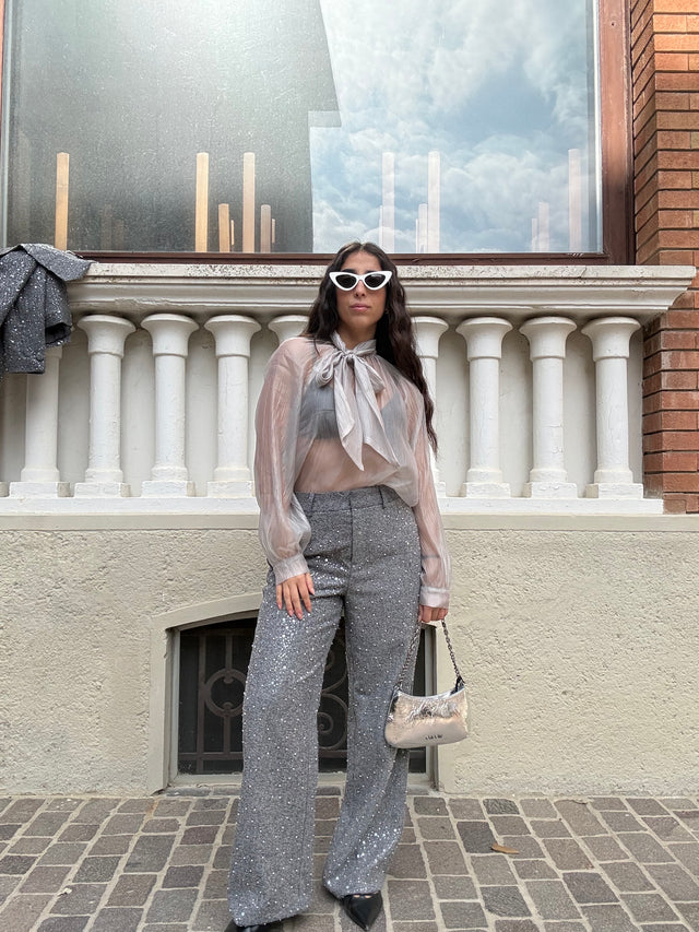Pantaloni paillettes e perline
