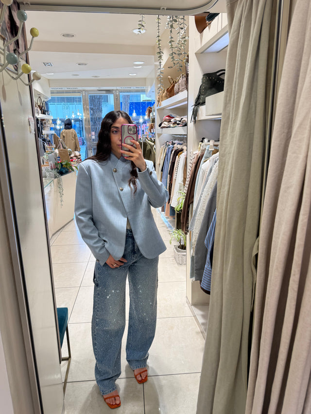 Blazer Asimmetrico Celeste