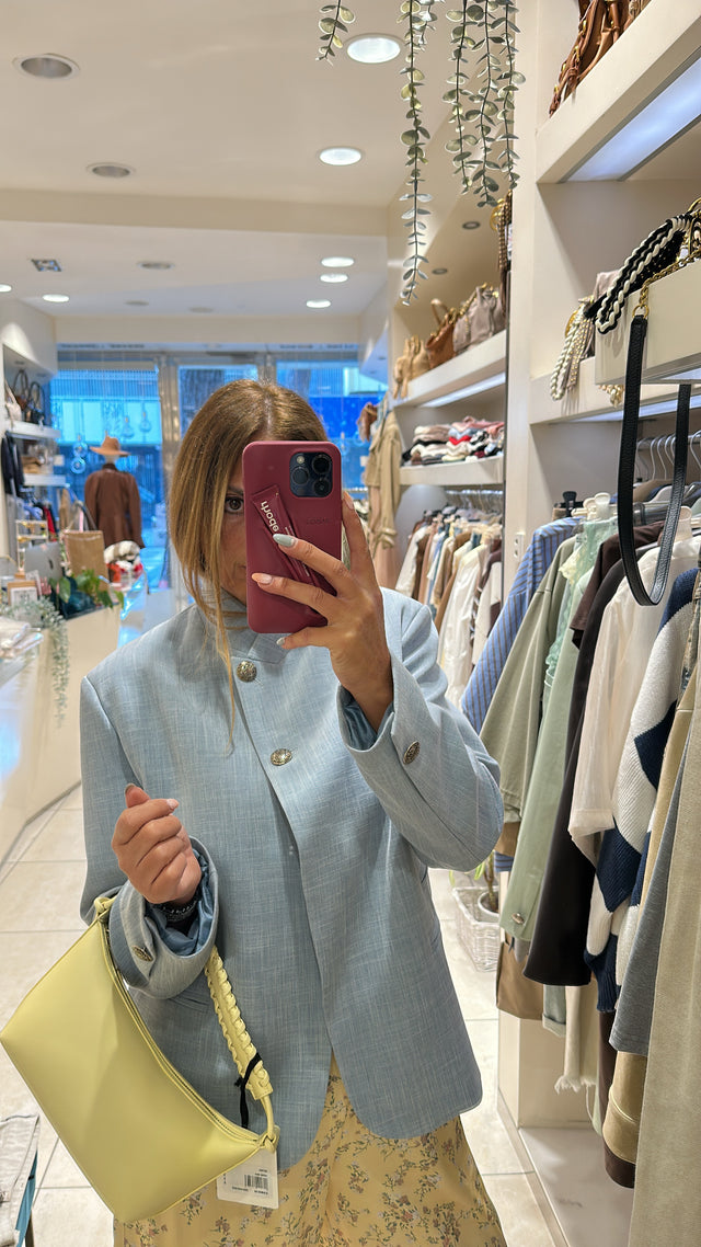 Blazer Asimmetrico Celeste