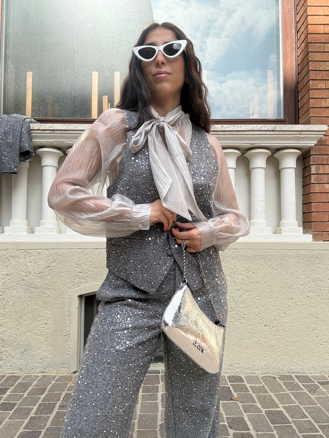 Gilet paillettes e perline