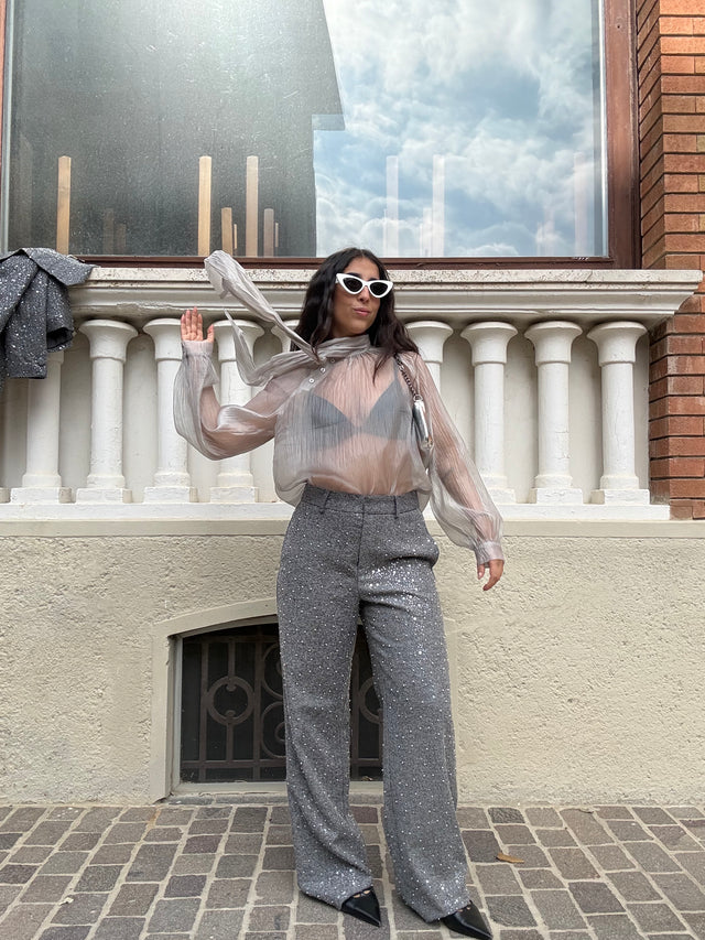 Pantaloni paillettes e perline