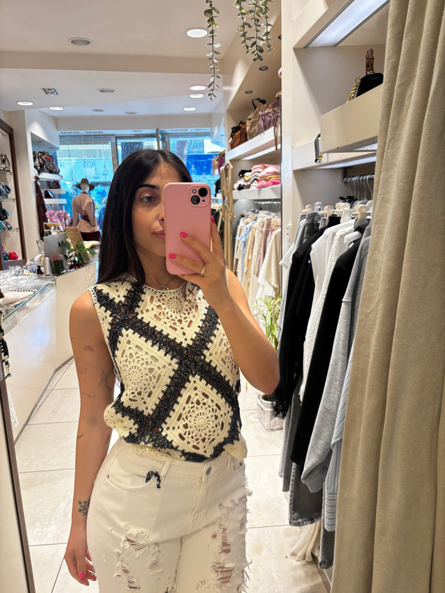 Top Crochet lamè