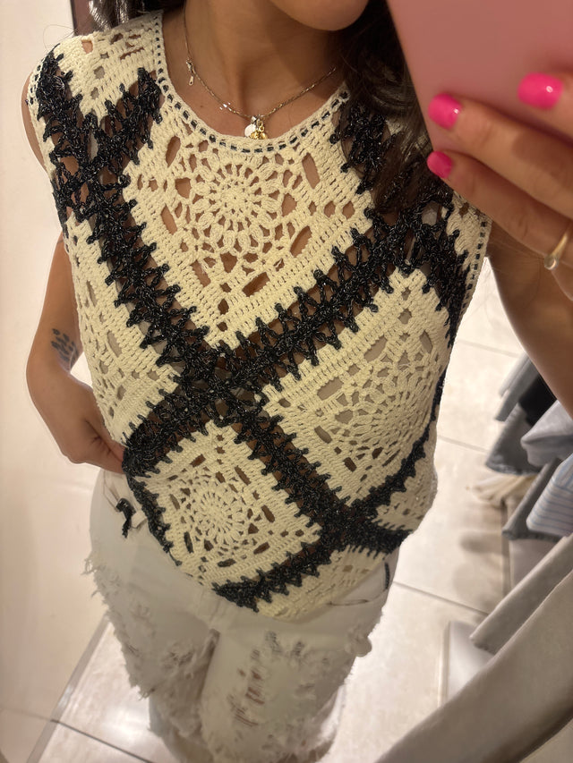 Top Crochet lamè