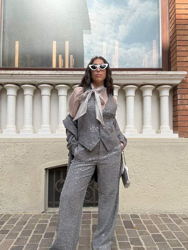 Gilet paillettes e perline