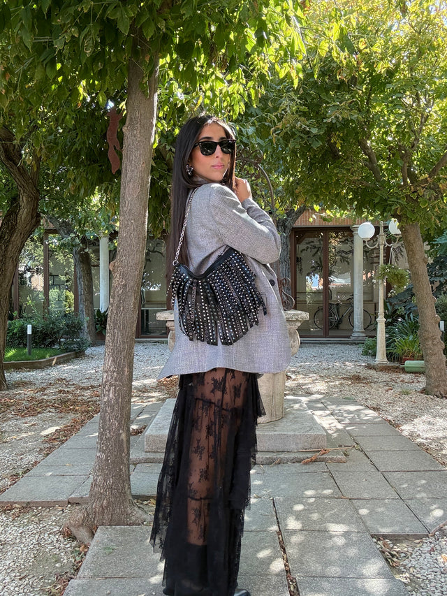 Carrie frange in pelle