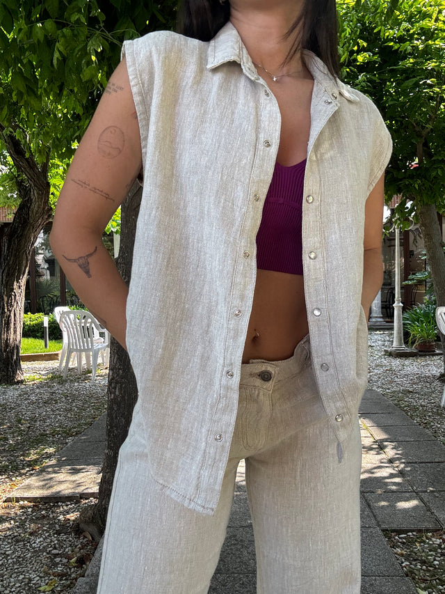 Gilet J in Lino